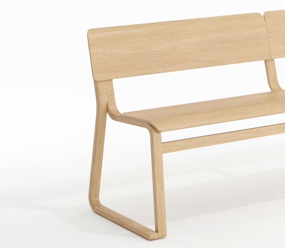 Modern oak bench for indoor use
