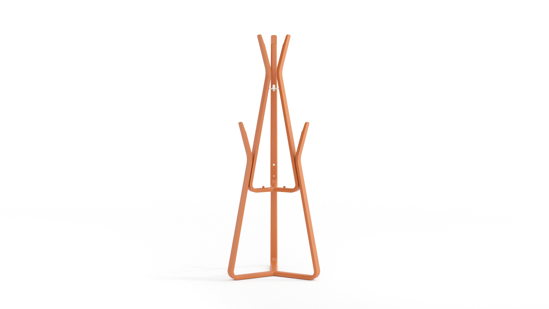 Designer wooden orange coat rack for offices designed by simon pengelly