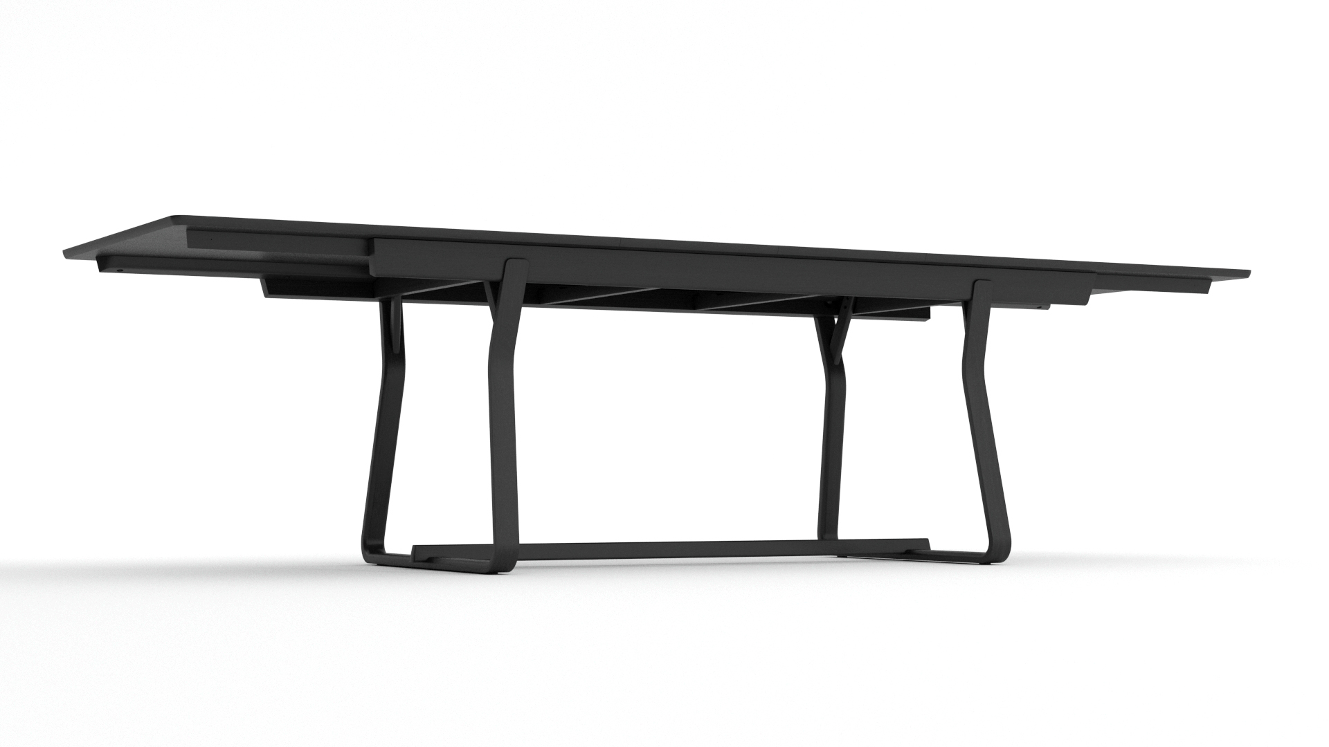 Black wooden extending table for an office