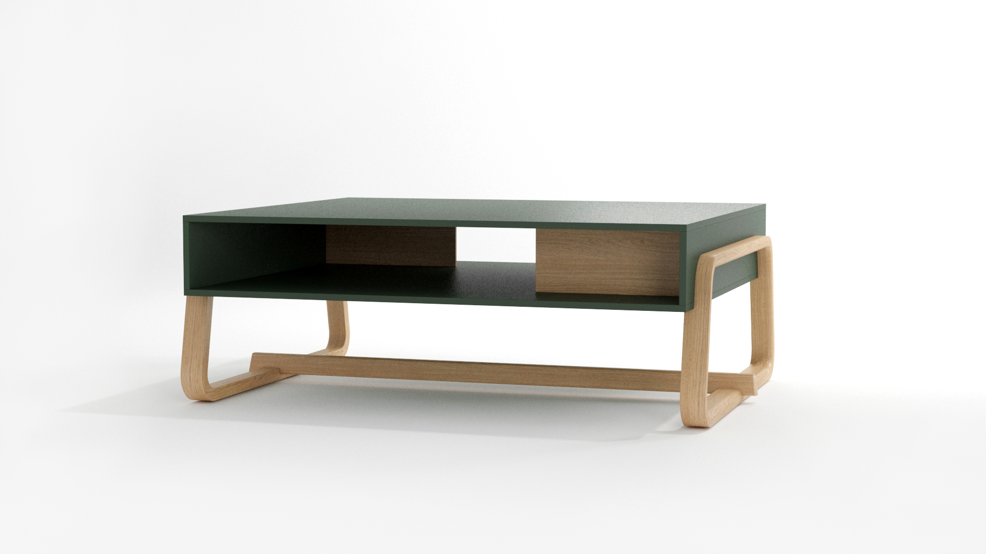 Oak office coffee table with storage