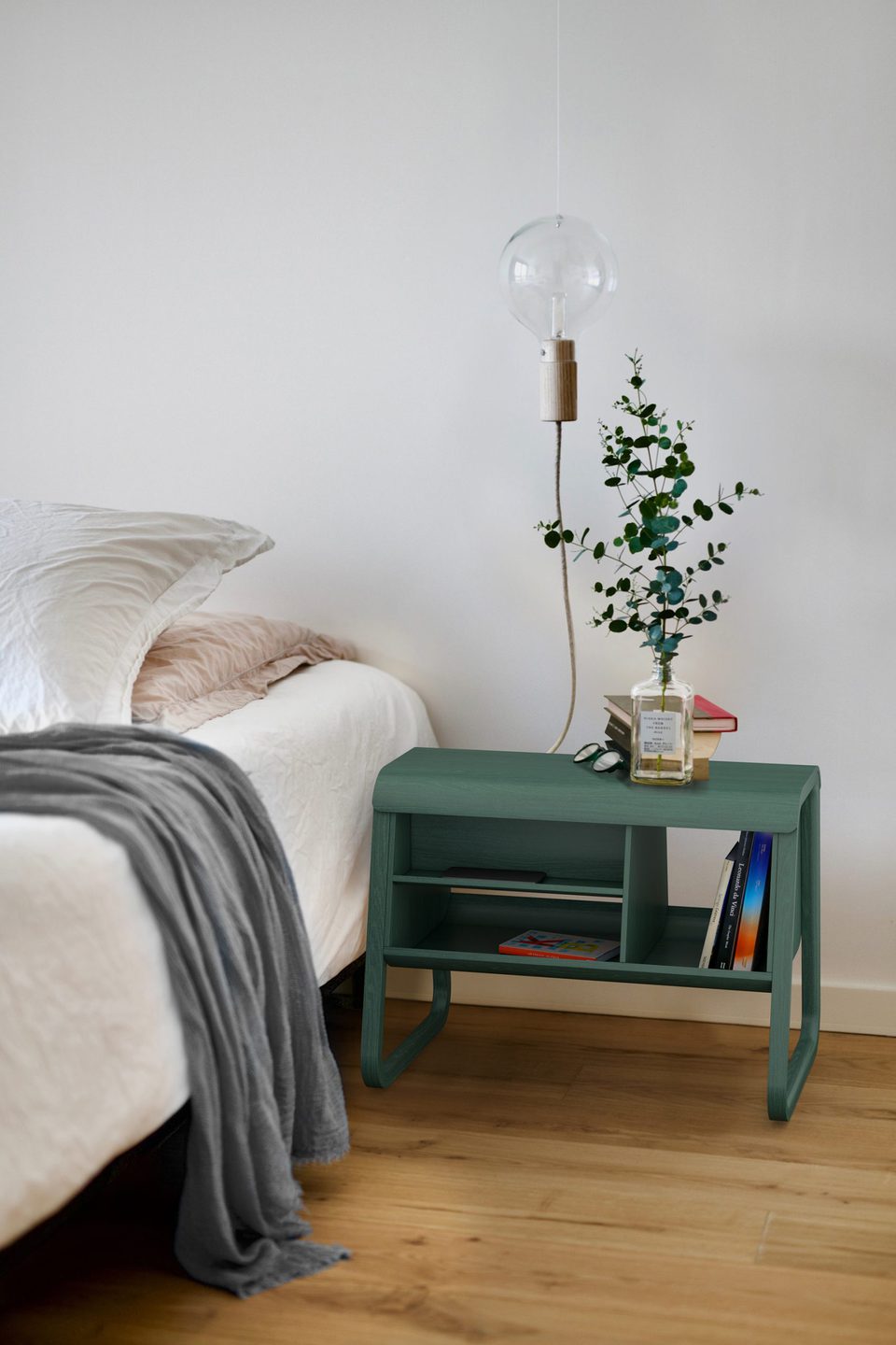 Green bedside table unit