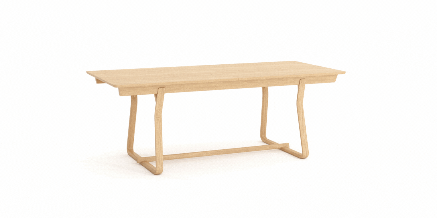 Theo Extending table animation in natural oak finish