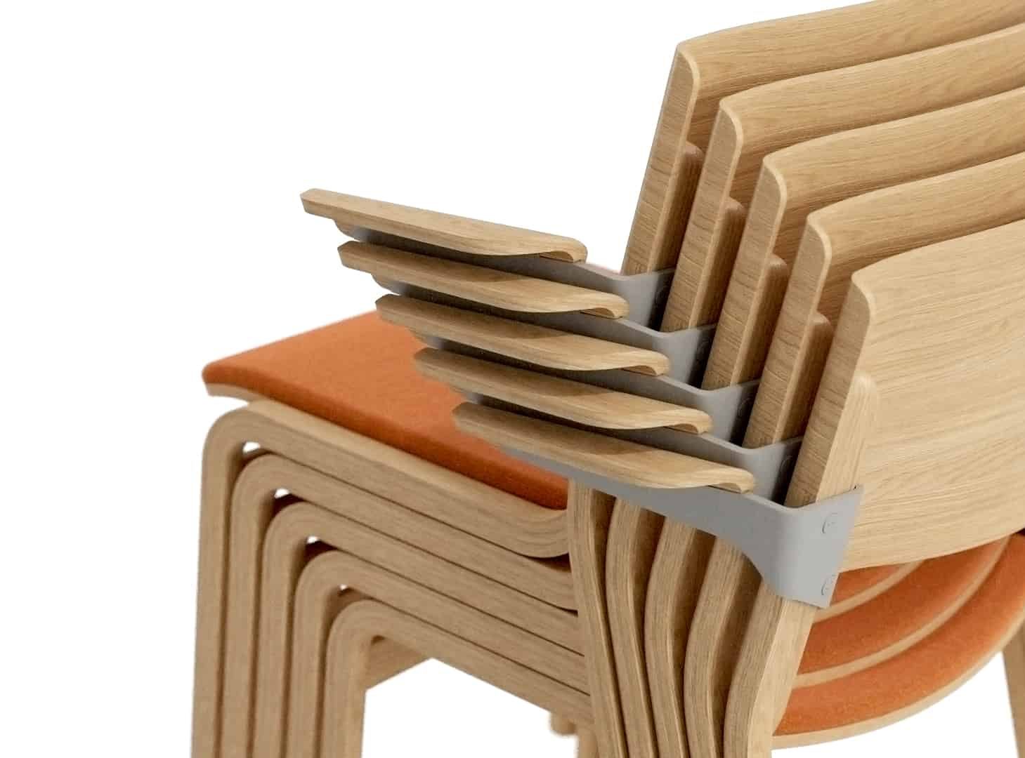 oak arm stacking chairs